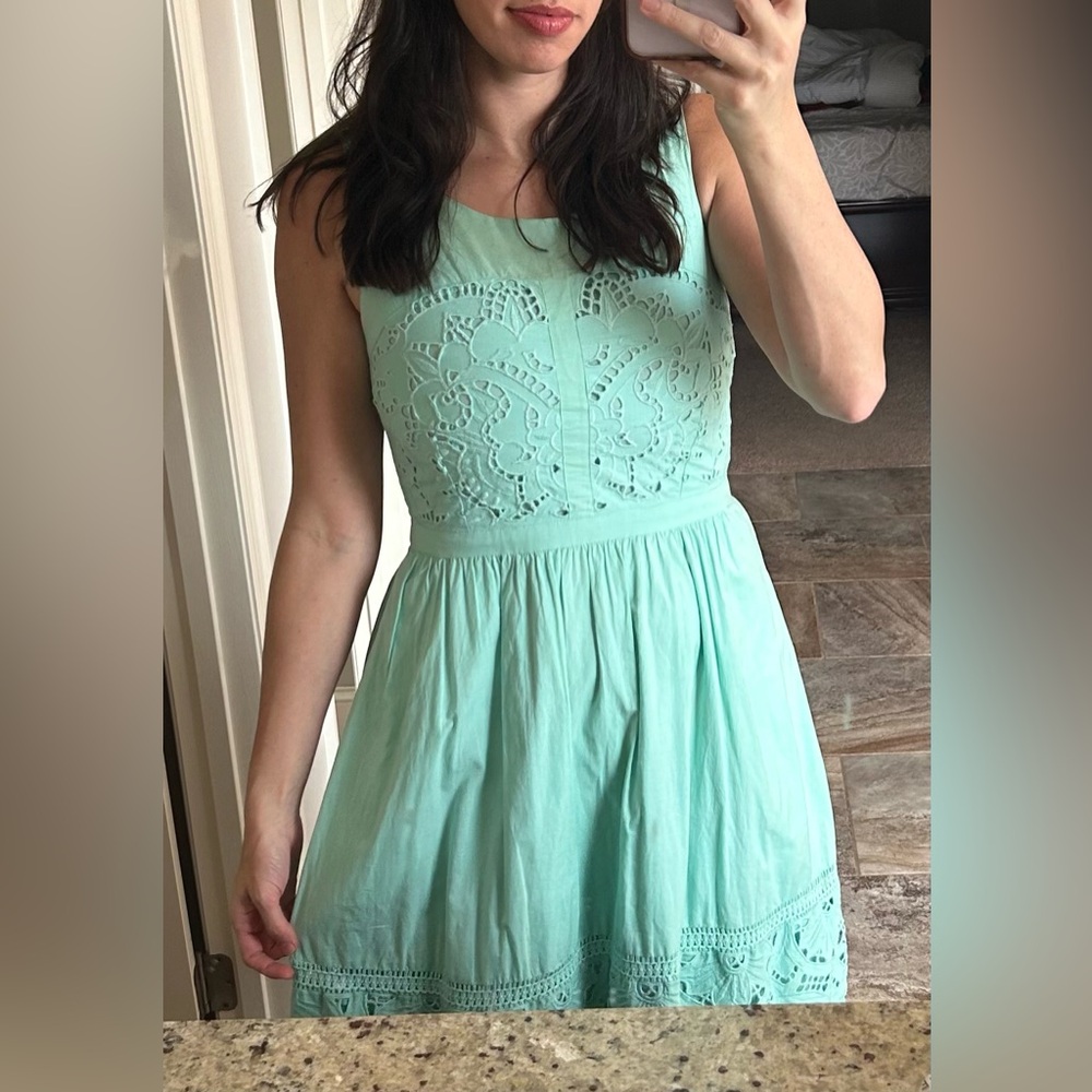 Anthropologie Meadow Rue Mint Green Sleeveless Lace Dress